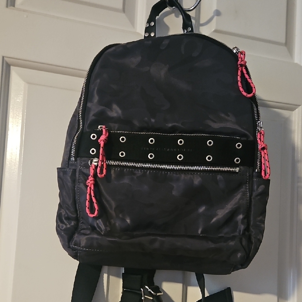Stylish Black Backpack with Red Accents